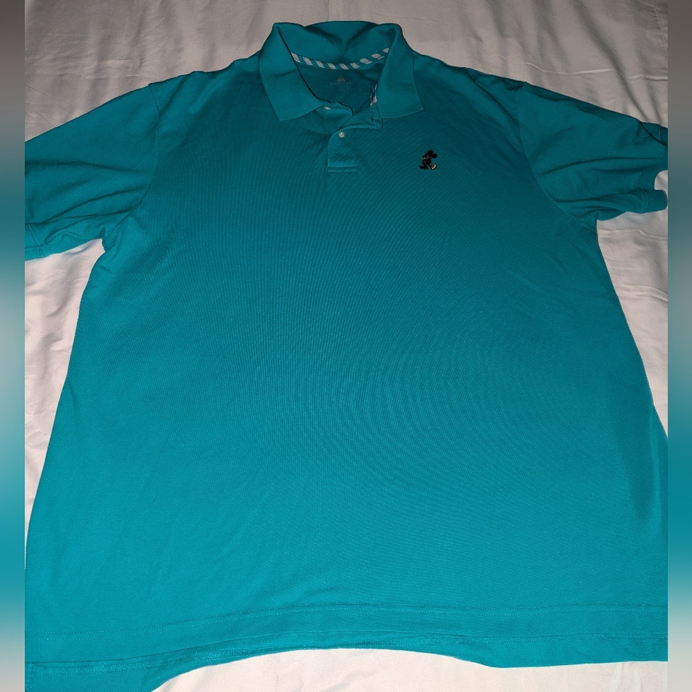Disney Parks Men's XXL Mickey Logo Teal Polo Shirt‎